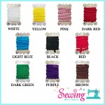 LACE - POM POM BALL-POLYESTER-2YD(BLACK, BROWN, DARK GREEN, DARK RED, LIGHT BLUE, PINK, PURPLE, RED, WHITE, YELLOW)